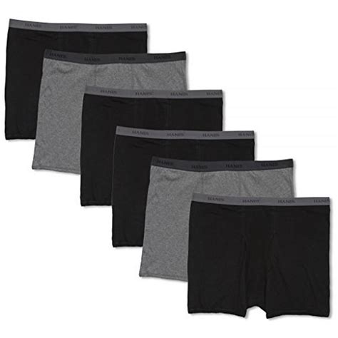 Hanes Hanes Big Mens Underwear Cotton Boxer Briefs 6 Pack Blacks