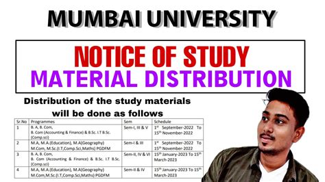 Mumbai University Idol Notice Of Study Material Distribution