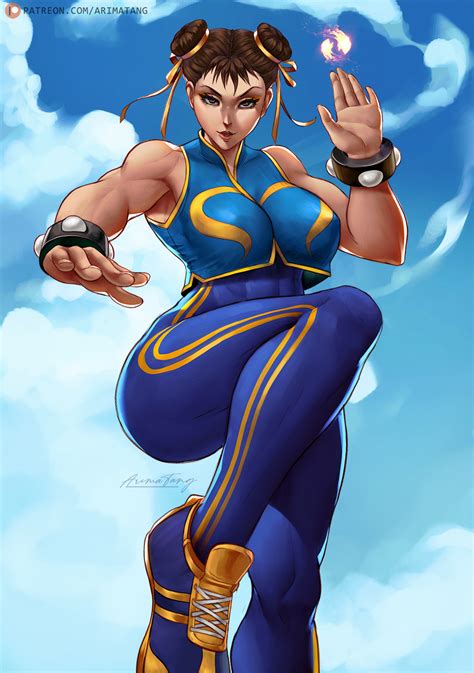 Arimatang Chun Li Capcom Street Fighter Highres 1girl Abs Artist Name Bare Shoulders