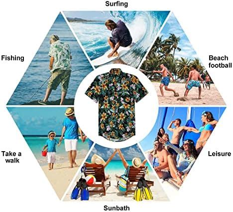 HISDERN Uomo Funky Camicie Hawaiana Manica Corta Tasca Frontale Vacanze