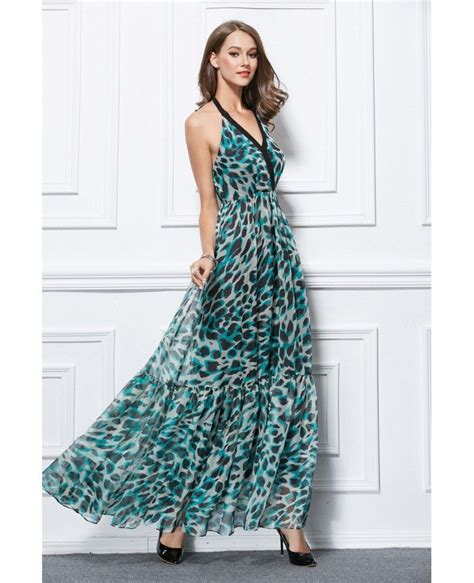 stylish halter floral print chiffon long wedding guest dress ck432 62 9
