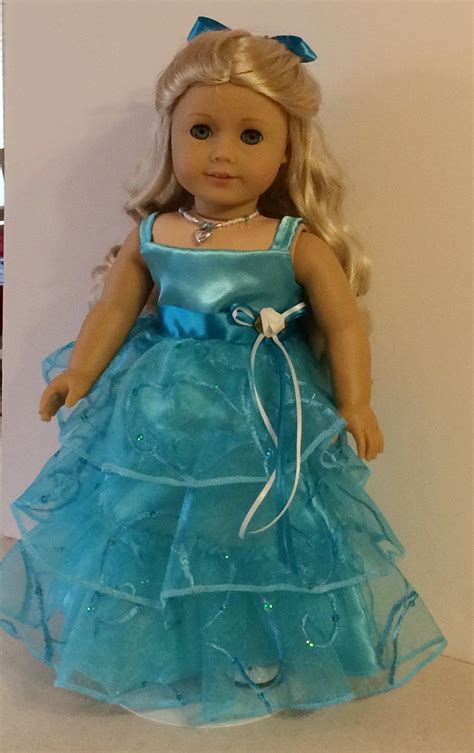 Free Shipping Aqua Organza Ruffle Party Gown 18 Inch Doll Etsy
