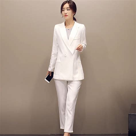 New Autumn Formal Women S Pant Suit Elegant White Fashion Ol Suit