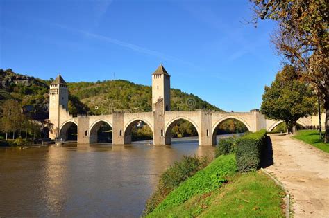 Pont Valentre Bridge With Weir In Detail Stock Photo Image Of River