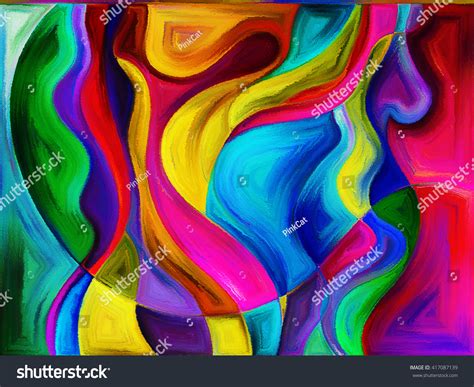 Fluid Abstract Forms Executed Vivid Paint Stock Illustration 417087139