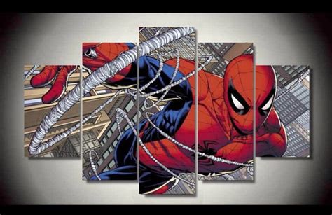 5 Panels Spiderman Canvas Art Marvel Comics Spider Man Poster Etsy