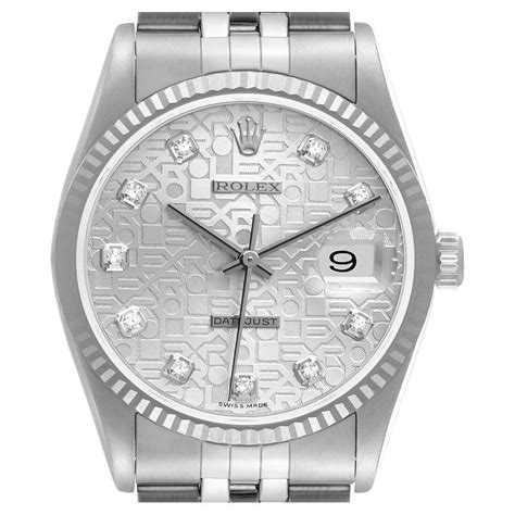 Rolex Datejust 36 Steel White Gold Silver Dial Mens Watch 16234 For Sale At 1stdibs