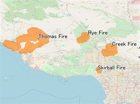 December 2017 Southern California Wildfires Wikipedia Map Showing