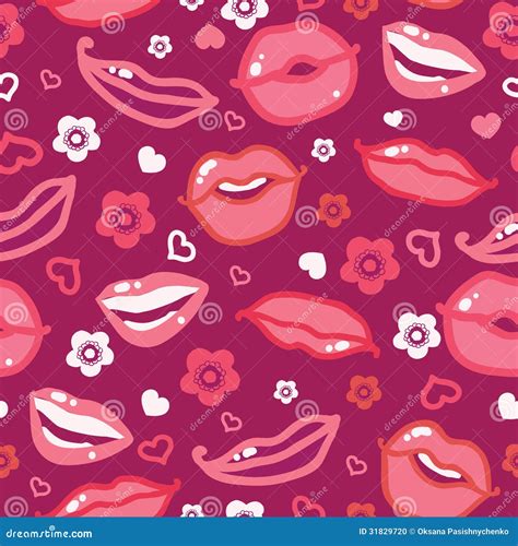Smiles And Kisses Lips Seamless Pattern Background Stock Photo Image