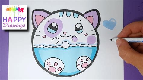 How To Draw A Cute Baby Kitten Donut Easy Happy Drawings