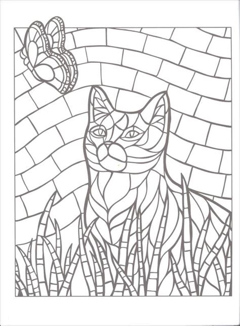 mosaic coloring pages cat  butterfly mosaic animals animal