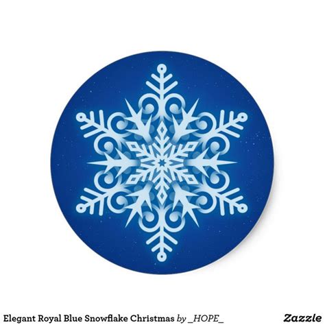 Elegant Royal Blue Snowflake Christmas Classic Round Sticker Zazzle
