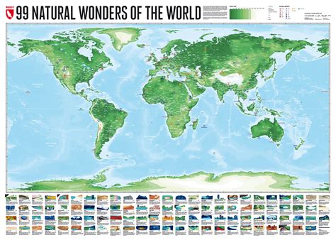 Wall Map 99 Natural Wonders Of The World Marmota Maps