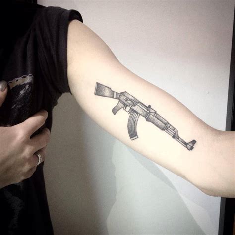 Ak 47 Gun Tattoo On Hand