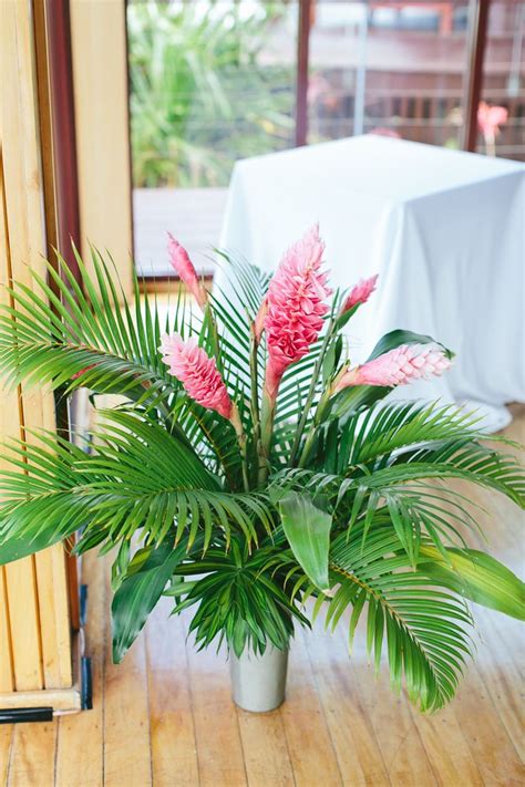 Fiji Wedding Ceremony Pink Gingers Palm Leaves Fiji Wedding