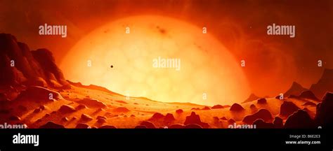 Future Red Giant Sun Artwork View From Earth Of The Red Giant Sun