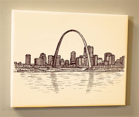 St Louis Missouri Skyline Cityscape Art Drawing By Kyegombefineart