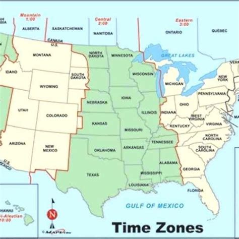 United States Map With Time Zones Printable