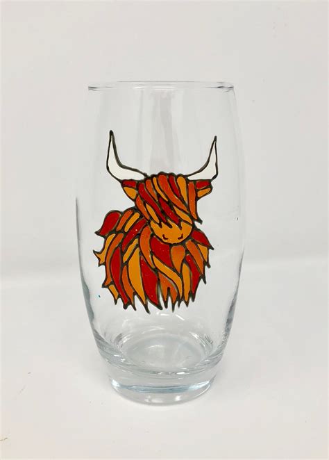1 Highland Cow Glass Hand Painted Glass Unique Etsy