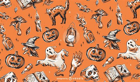 Vintage Halloween Pattern Design Vector Download