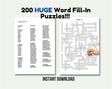 200 Huge Printable Word Fill In Puzzle Pages For Adults Large Print