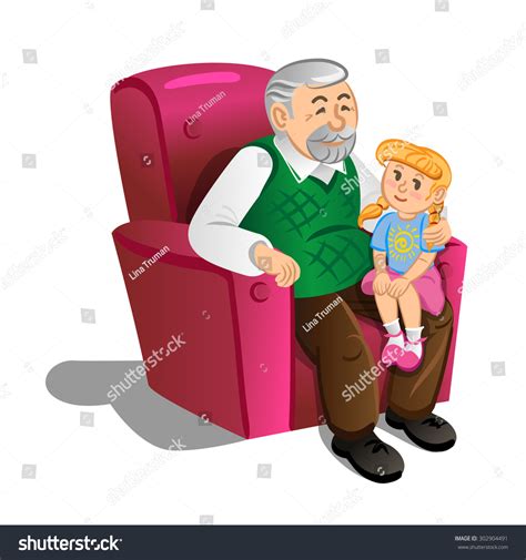 Grandfather Granddaughter Illustration Cartoon Style Vector Stock Vector 302904491 Shutterstock