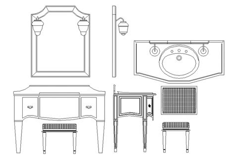 Dressing Table And Sink Cub Board Plan Detail Dwg File Cadbull
