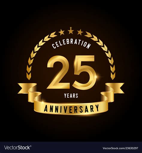 25 Years Anniversary Celebration Logotype Golden Vector Image