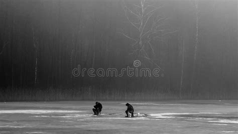Fishing On The Frozen Lake Stock Photo Image Of Frozen 109286720