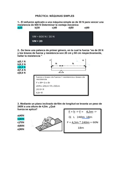 Pr Ctica M Quinas Simples Pr Ctica M Quinas Simples El Esfuerzo Aplicado A Una M Quina