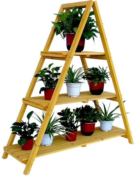 The music & book stands. Wooden Ladder Plant Stand Outdoor Indoor Three Layer Shelf ...