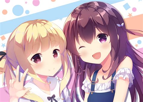 2girls Aliasing Blonde Hair Blush Braids Brown Hair Close Com Giarlish Number Karasuma