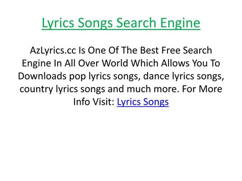 Ppt Lyrics Songs Search Engine Powerpoint Presentation Free Download