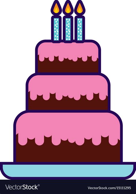 Cute Birthday Cake Cartoon Royalty Free Vector Image