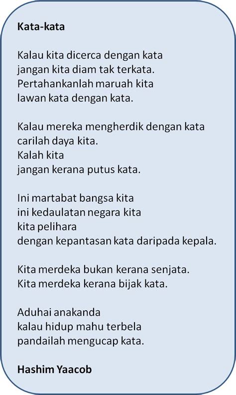 Sumber yang digunakan untuk menyusun koleksi ini adalah: Sajak : Kata-Kata | LEMBAR BAHASA