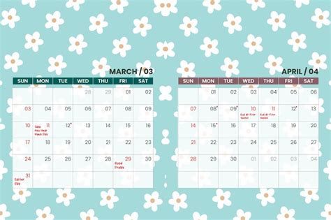 2024 Calendario Marzo Y Abril Vector Premium