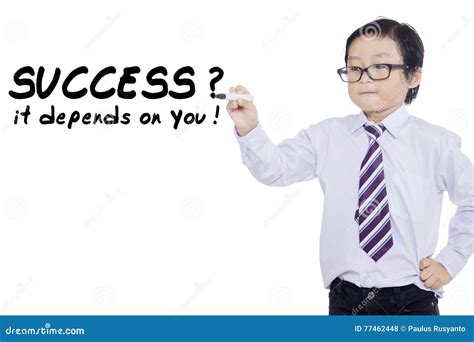 Child Writes Success Depends On You Stock Photo Image Of Believe