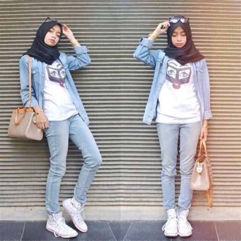 30 Style Hijab Dengan Celana Jeans Model Baju Gamis Celana Sepatu