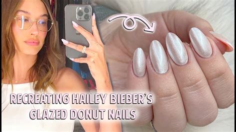 Hailey Bieber Glazed Donut Nails Pearl Nails Hailey Bieber Nails