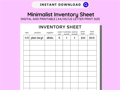 Excited To Share This Item From My Etsy Shop Printable Inventory