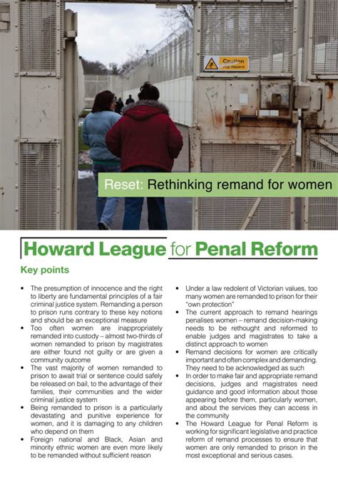 The Howard League Reset Rethinking Remand For Women