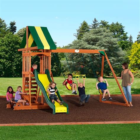 Large Backyard Wood Swing Set Delivers Creative Playtime At Sears Wood Swing Sets Wooden