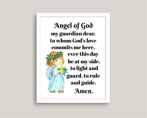 Guardian Angel Prayer Girl Print Angel Of God My Guardian Dear