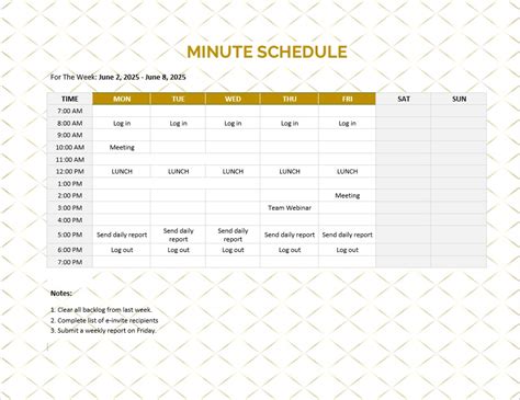 10 Minute Schedule Template Sample Template Business Psd Excel