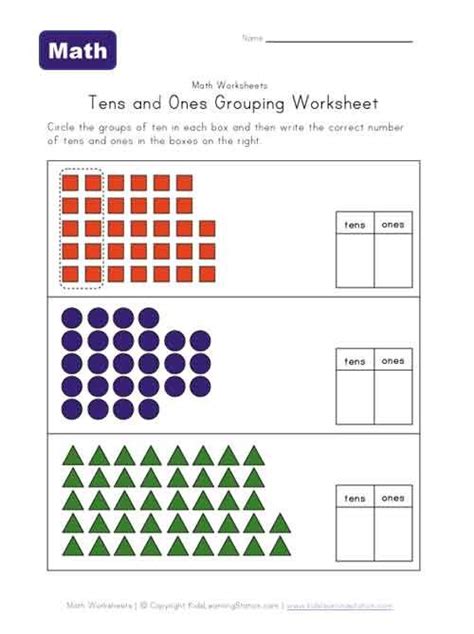 A number can have many digits and each digit has a special place and value. Year 1 - tens & ones grouping worksheet | Representing ...
