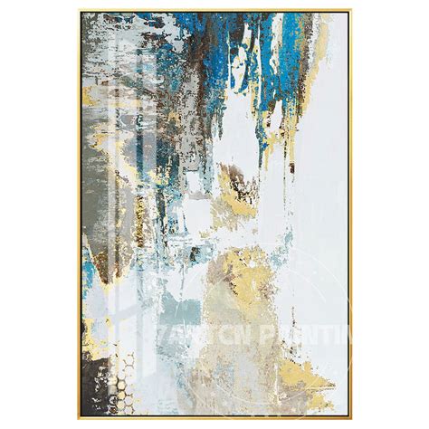Modern Abstract Acrylic Canvas Painting Frame Wall Art Teal Etsy