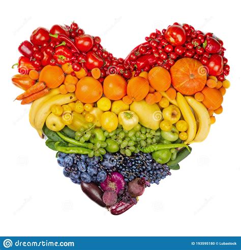 Rainbow Heart Of Fruits And Vegetables Stock Photo Image Of Diet