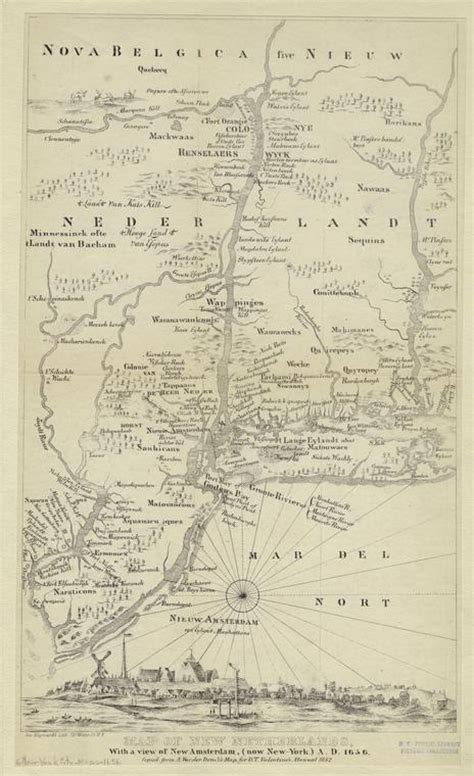 Map Of New Netherland And View Of New Amsterdam Date 1656 Credit
