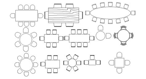 Wooden Multiple Dining Table 2d Elevation Blocks Drawing Details Dwg