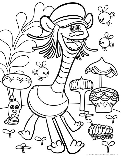 Cooper Very Happy Trolls Kids Coloring Pages